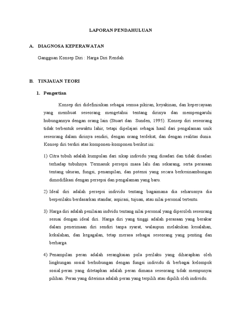 Harga Diri Rendah Lp, Sp