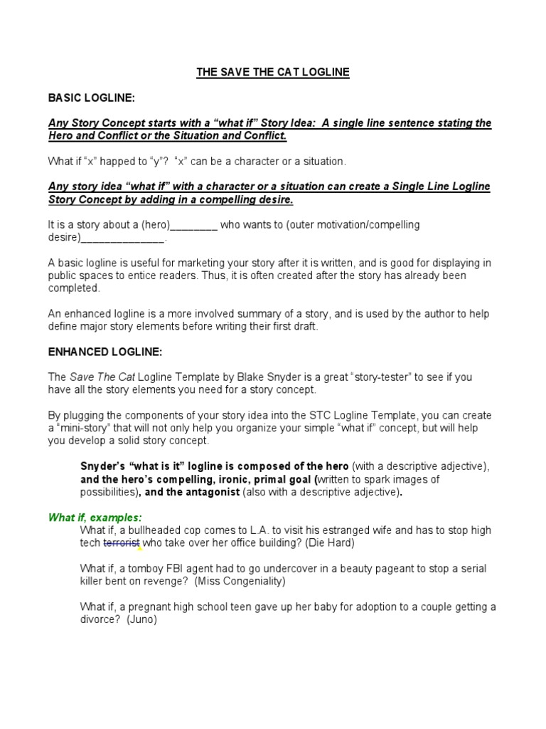 Save the Cat Logline Leisure