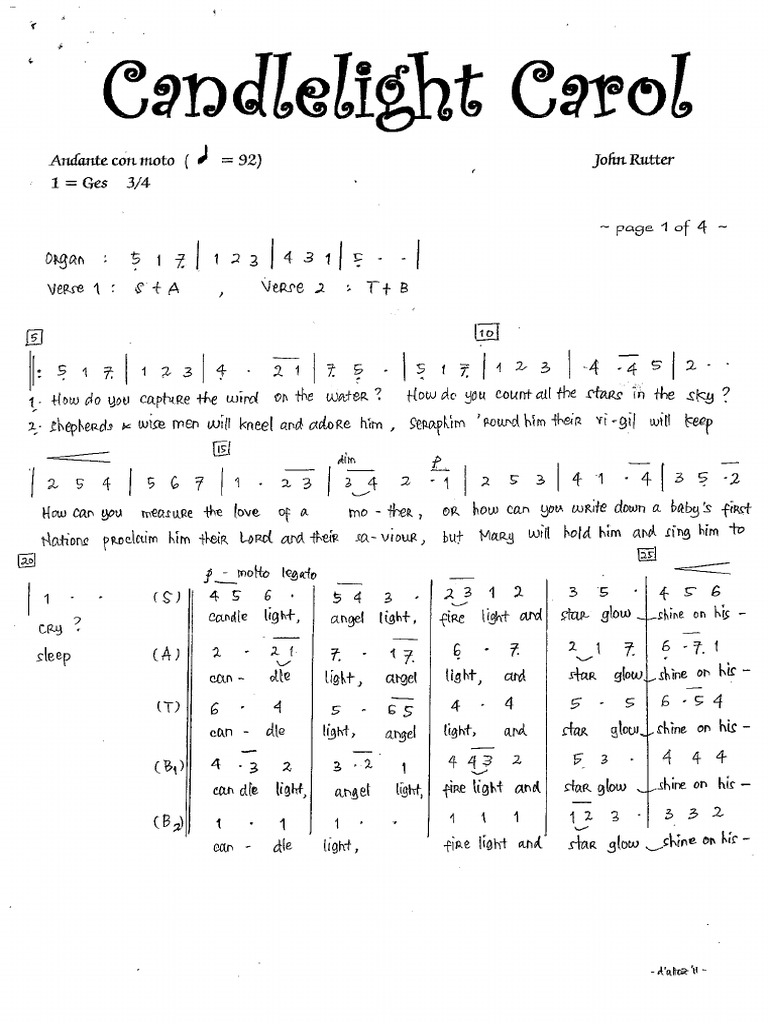 Candlelight Carol SATB PDF