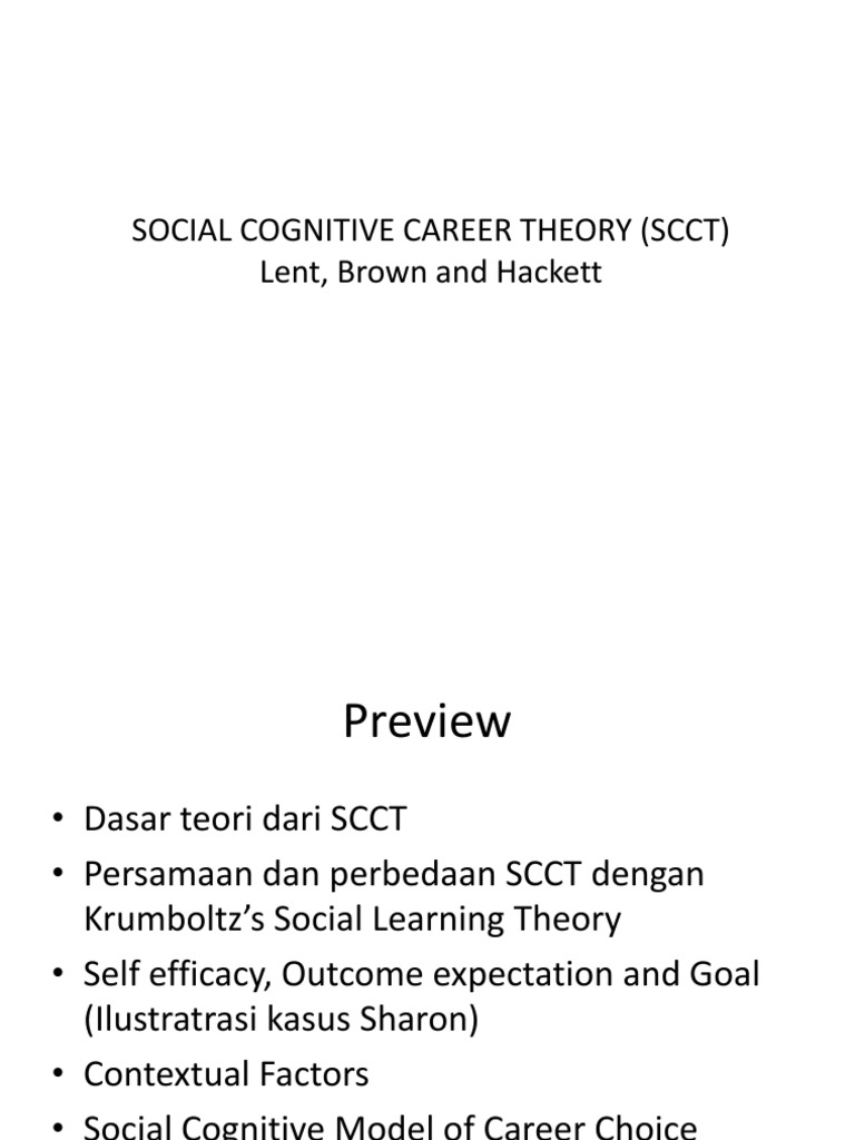 Social Cognitive Career Theory | PDF