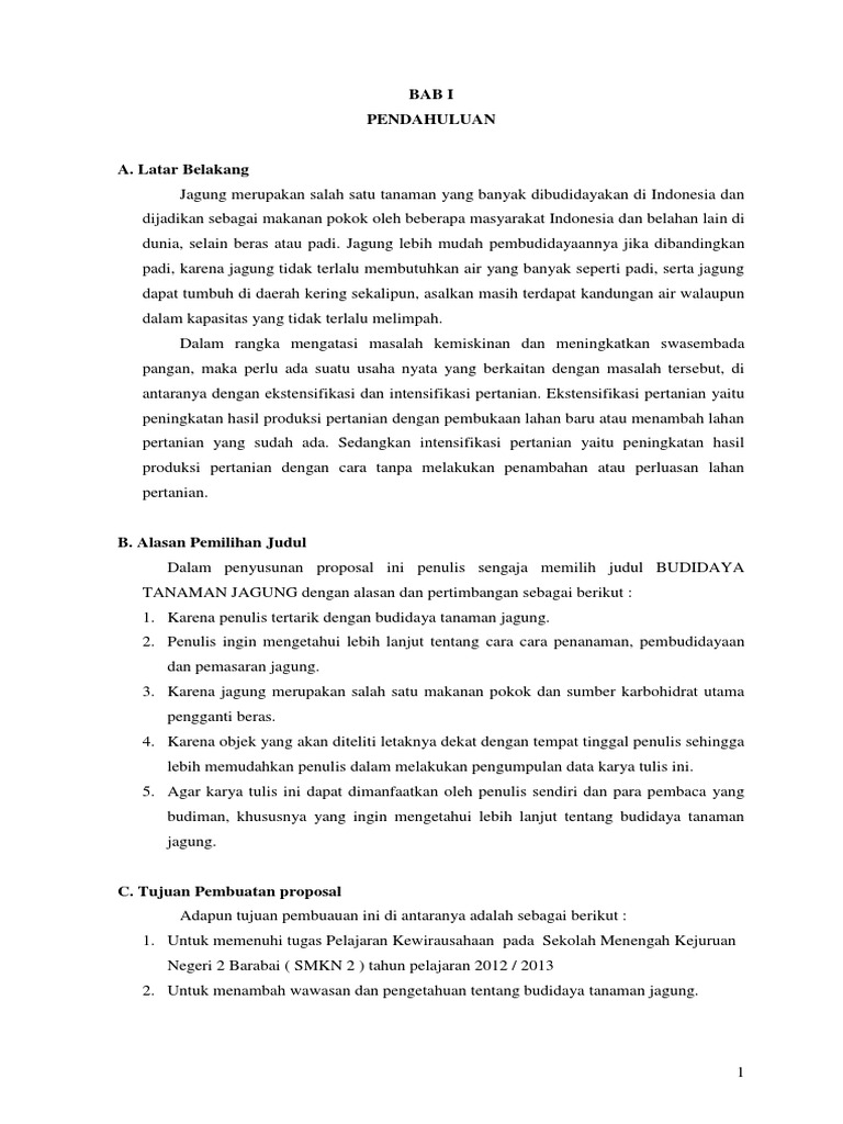 Proposal Budidaya Tanaman Jagung