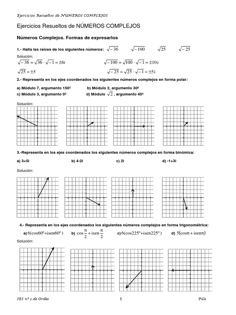 Ejercicios Resueltos De Numeros Complejos Alumnos 11 12 Ecuacion