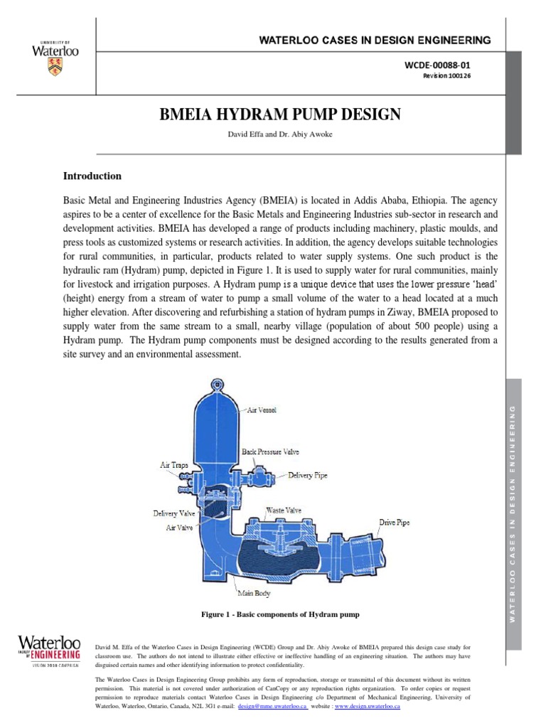BMEIA Hydram Pump Design Overview | PDF | Pump | Water Supply