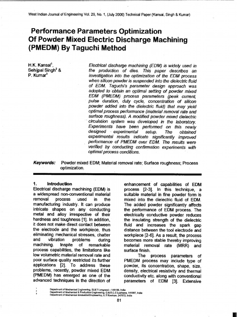 Power Mixed Electric Discharge Machining | PDF