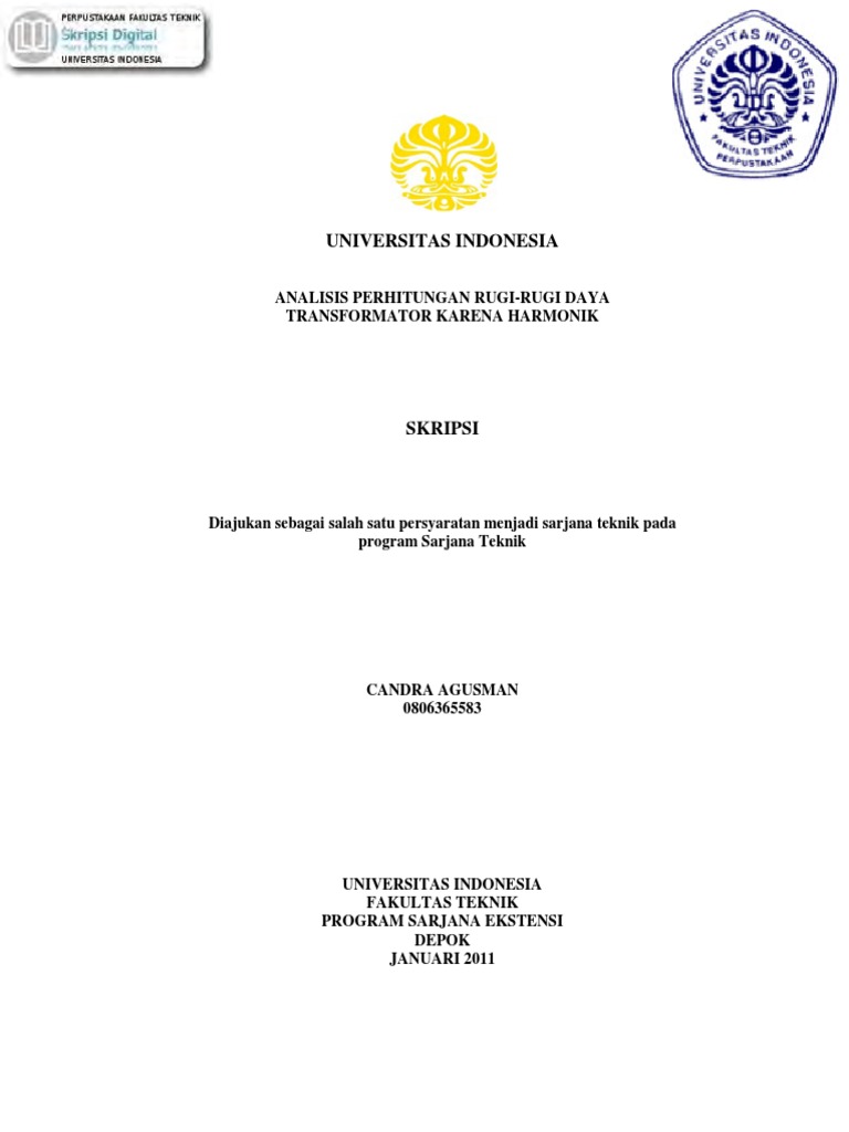 Analisa Perhitungan Rugi Rugi Daya Transformator Karena Harmonik