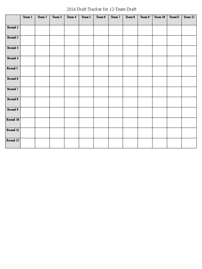 2014 12-Team Draft Tracker | PDF | Cooking, Food & Wine
