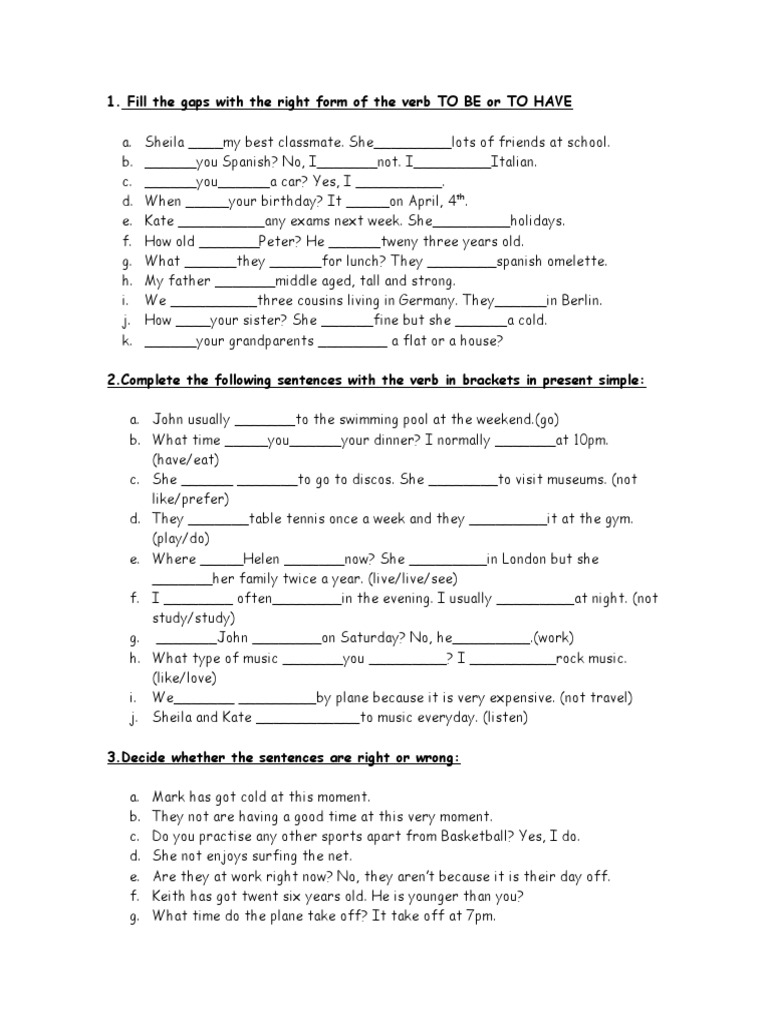 Be Have and Ordinary Verbs | PDF