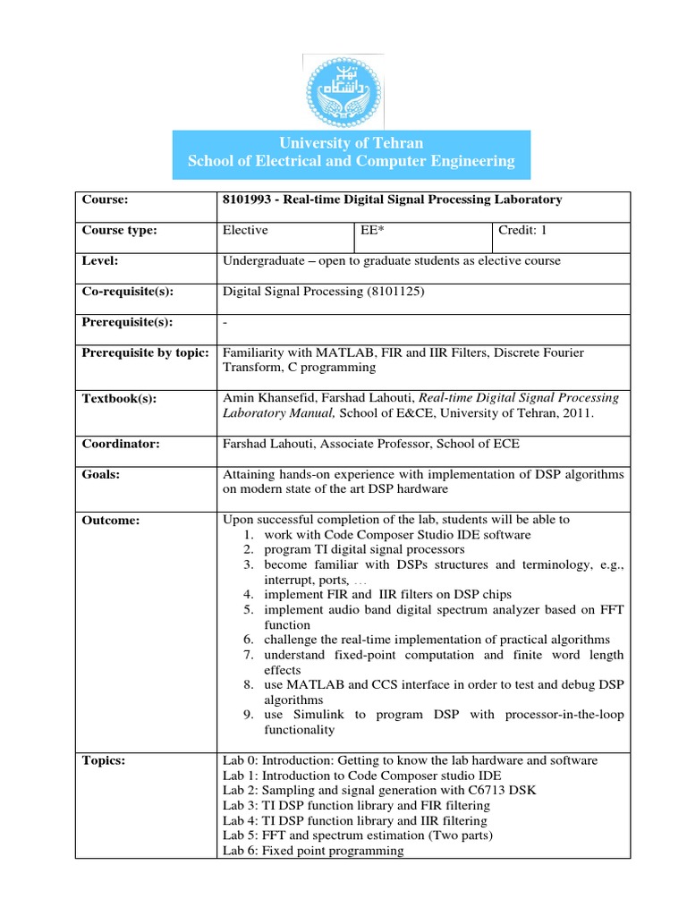 Real-Time Digital Signal Laboratory-E | PDF | Digital Signal Processing ...