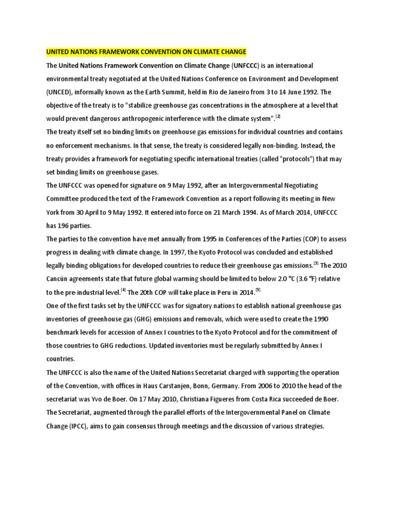UN Climate Change Framework Overview | PDF | United Nations Framework ...