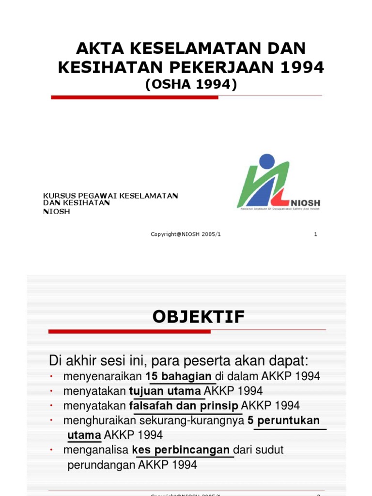2 Akta Keselamatan Dan Kesihatan Pekerjaan 1 Pdf