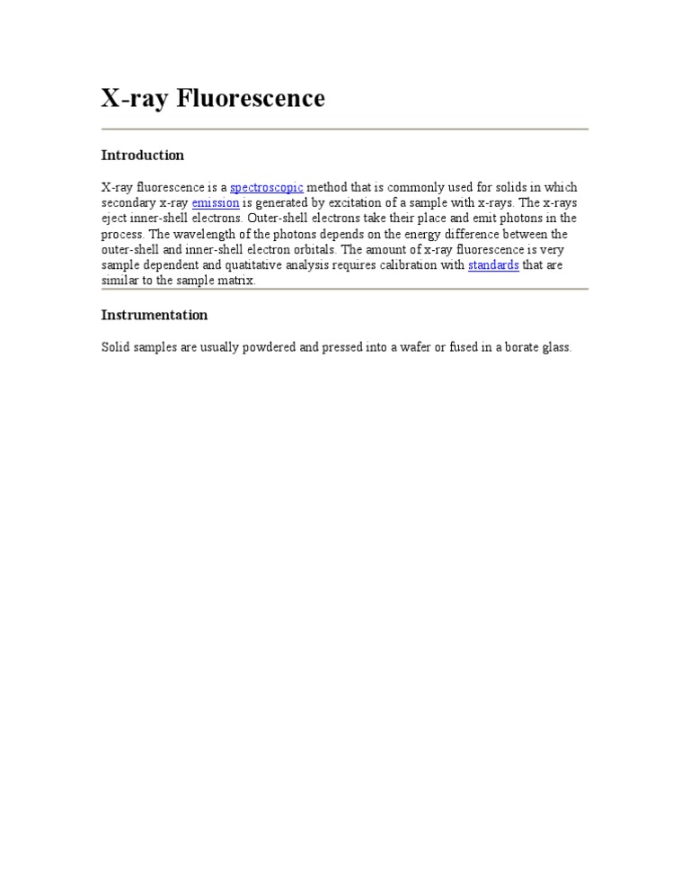X Ray Fluorescence | PDF