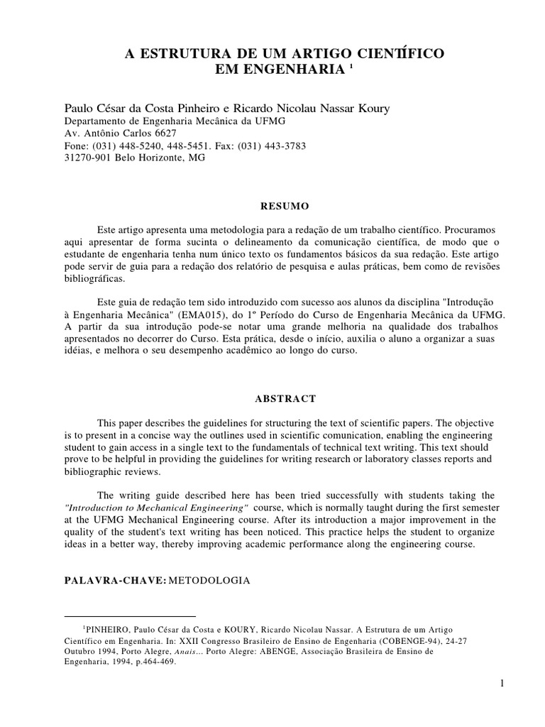 Estrutura de Um Artigo Científico em Engenharia | PDF