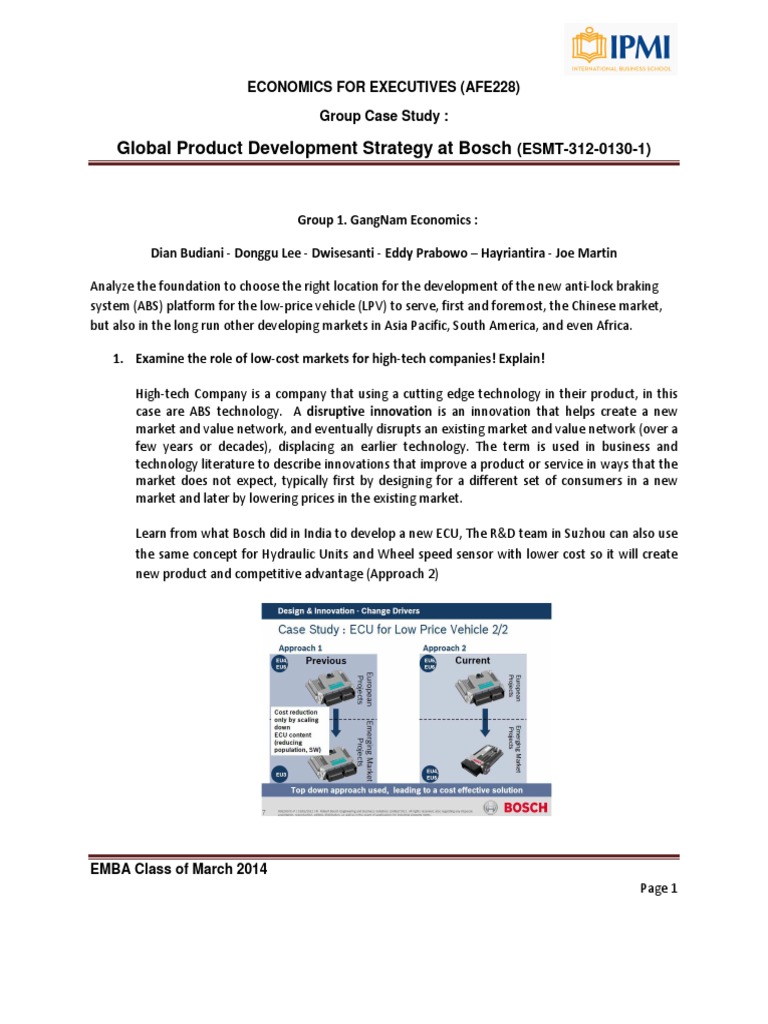 Economic Case Studies Bosch R2 New Product Development