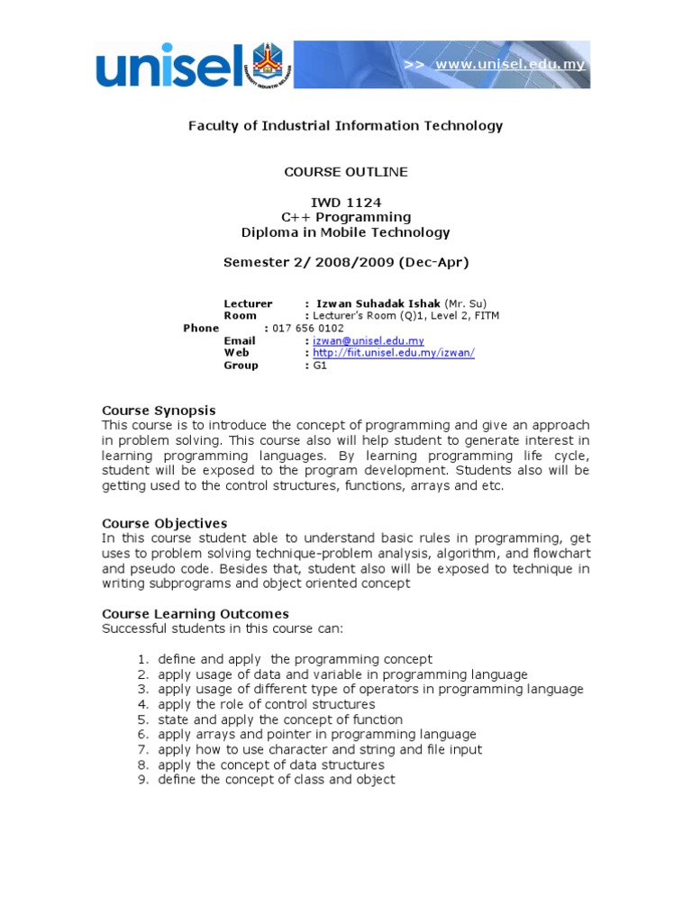 Iwd 1124 C Programming 2 2008 2009 Mr Su Control Flow C