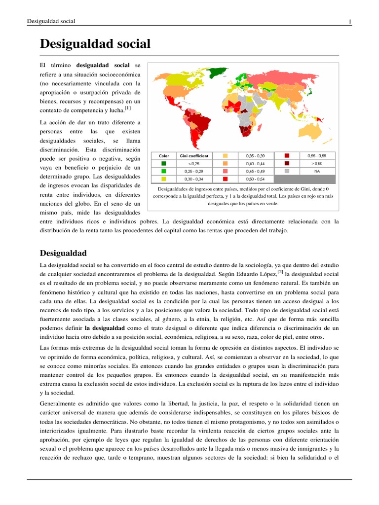 Desigualdad Social y Gini | PDF | Desigualdad social | Discriminación y ...