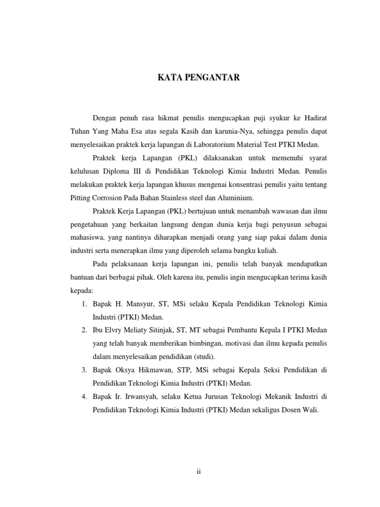 Kata Pengantar Laporan Pkl Mbp