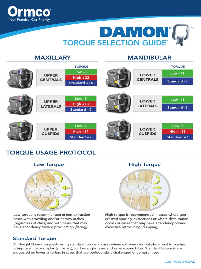 Damon Torque and Bracket Placement Guide PDF Dentistry Branches