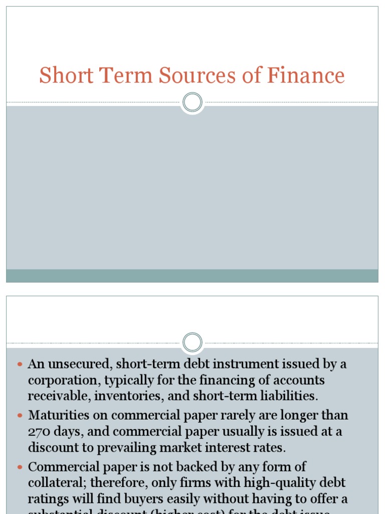 Short Term Sources of Finance
