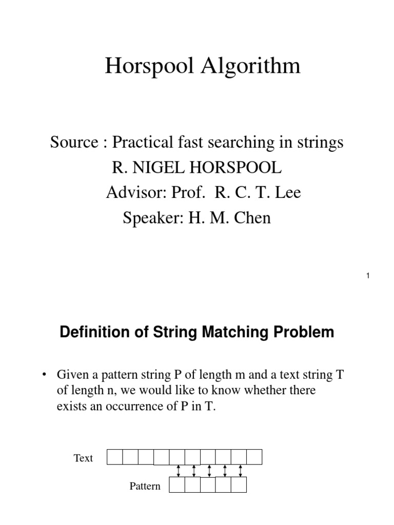 Horspool Algorithm for String Matching | PDF | Teaching Methods ...