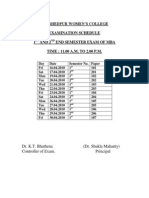 Jamshedpur Women'S College Examination Schedule 1 and 2 End Semester Exam of Mba TIME: 11.00 A.M. TO 2.00 P.M