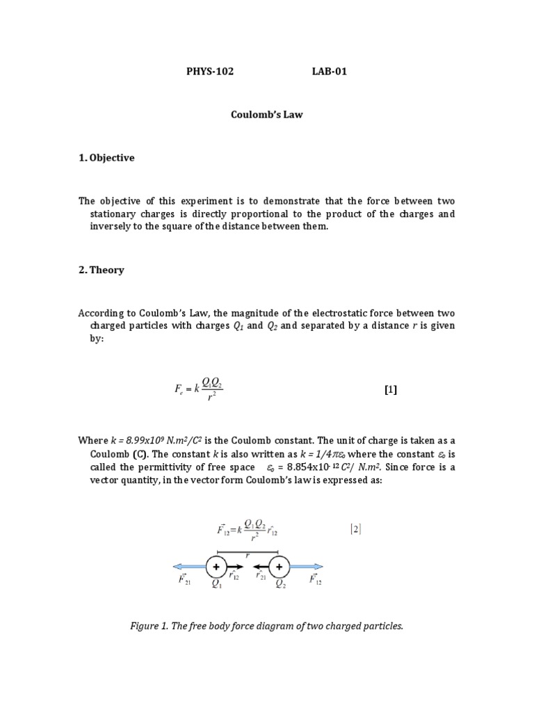 A Phys102 Lab 1 Coulomb S Law Electrostatics Force