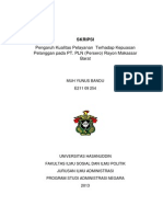 Download Pengaruh Kualitas Pelayanan Terhadap Kepuasan Pelanggan Pada Pt Pln Persero Rayon Makassar Barat by Tri Aji Aribowo SN231324604 doc pdf