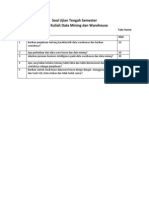 Soal Ujian Tengah Semester Data Warehouse Dan Data Mining