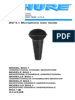 BG 3.1 Microphone User Guide: Shure Incorporated 222 Hartrey Avenue Evanston IL 60202-3696 U.S.A