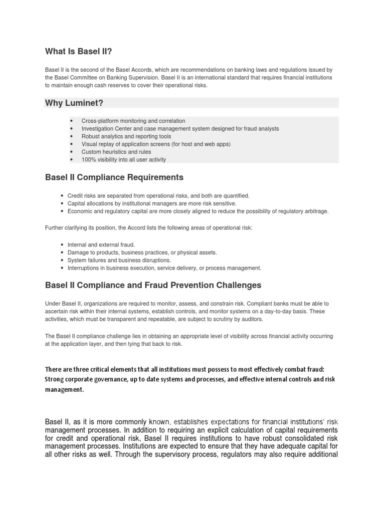 What Is Basel II PDF Basel Ii Operational Risk