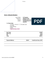 Baskin-Robbins Chocolate Cake Order Print Receipt