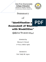 COVER PAGE Summary "Identification and Assessment of Students With Disabilities" by Sheena Bernal