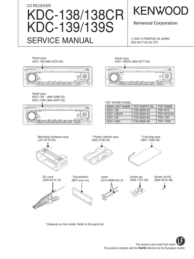 Kenwood Kdc-138 Cr 139 s Sm | Power Supply | Compact Disc