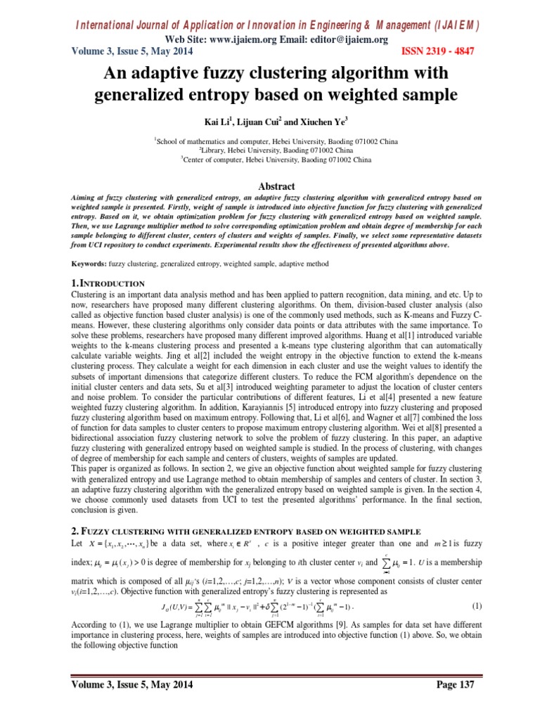 Adaptive Fuzzy Clustering with Entropy | PDF | Teaching Methods ...