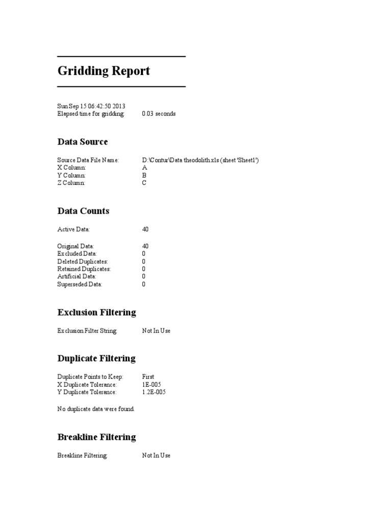 Gridding Report and Data Analysis | PDF | Mean | Median