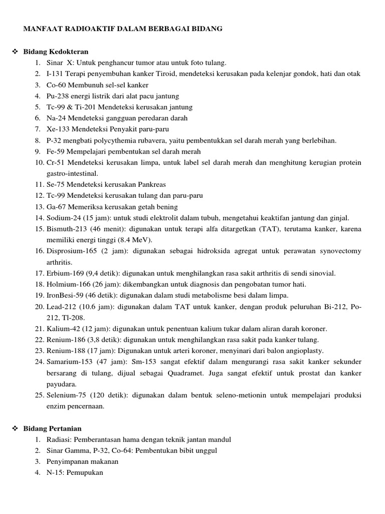 Manfaat Radioaktif Dalam Berbagai Bidang