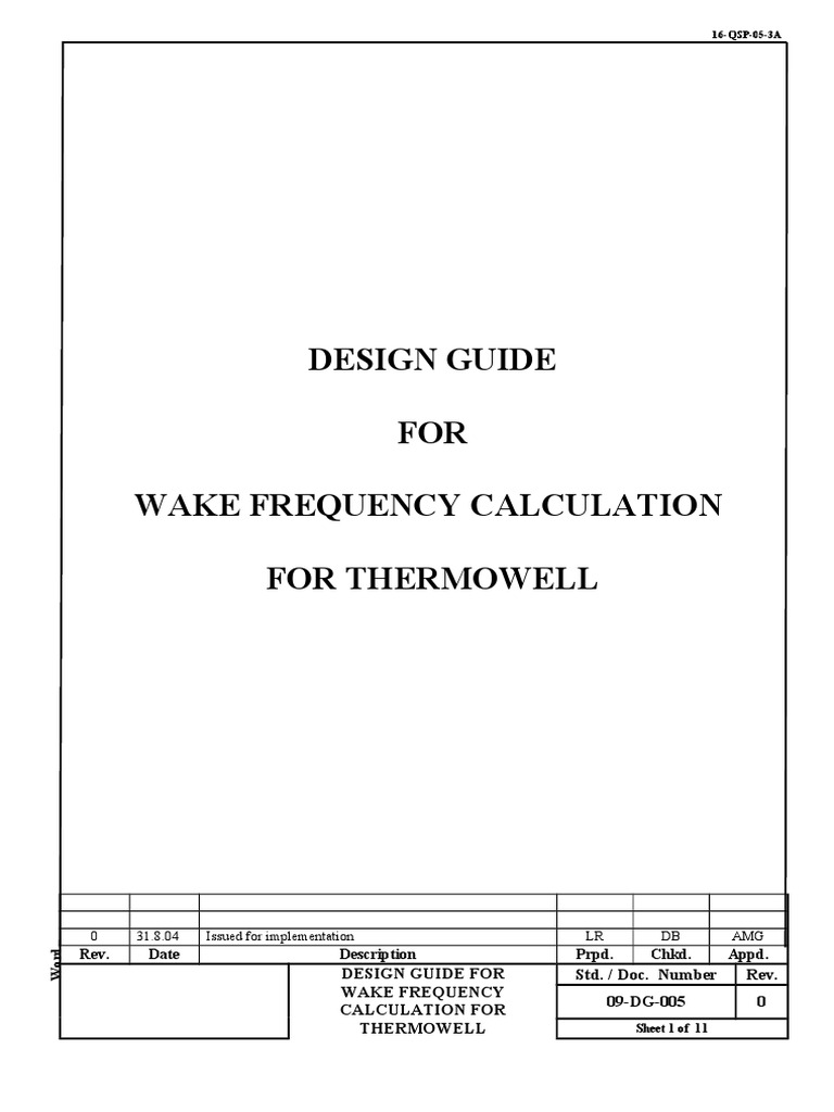 05 Wake Frequency Calculation 09 DG 005 Rev 0 PDF Mechanical