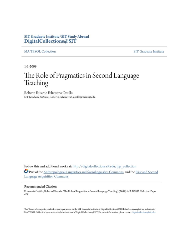 The Role of Pragmatics in Second Language Teaching.pdf | English As A ...