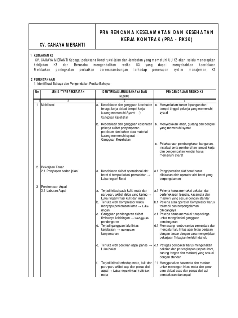 Kebijakan K3 dan Pengendalian Risiko Konstruksi | PDF