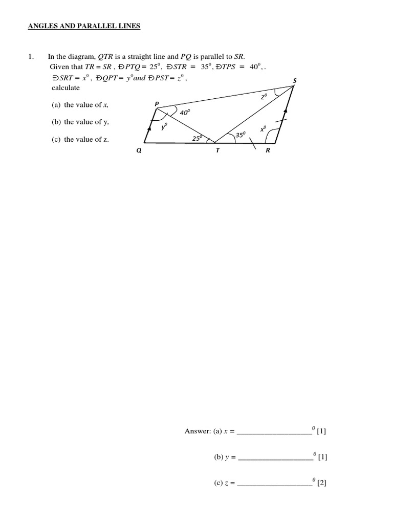 Angles and Parallel Lines | PDF