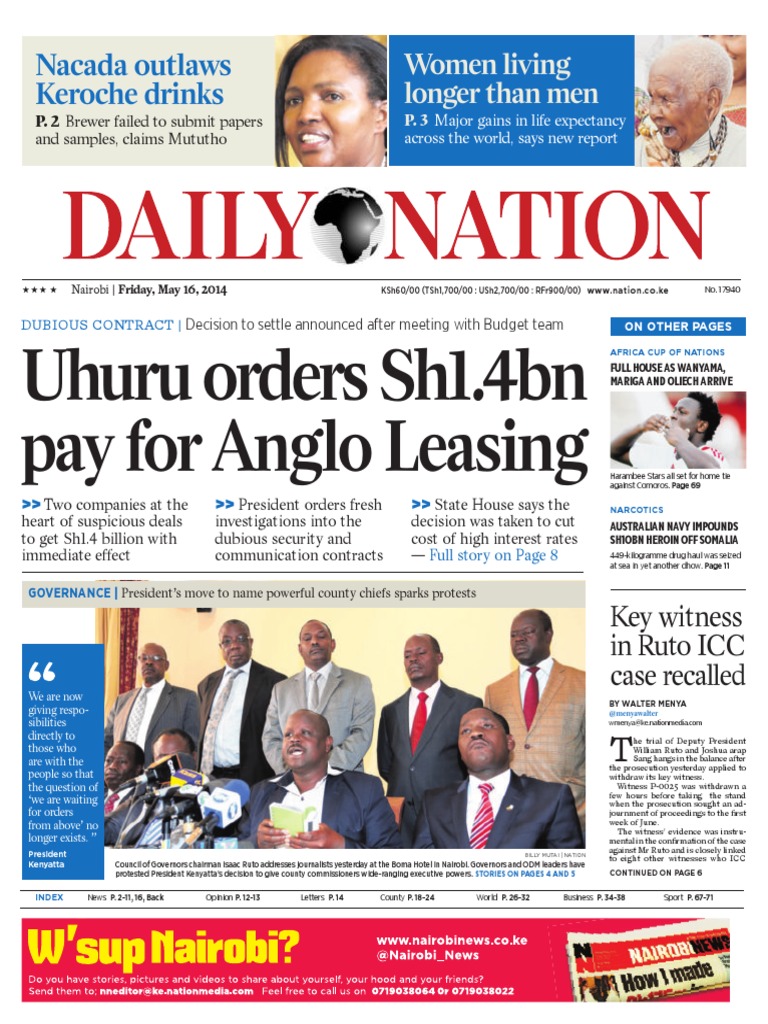 Daily Nation Friday EPaper 20140516 Life Expectancy Witness