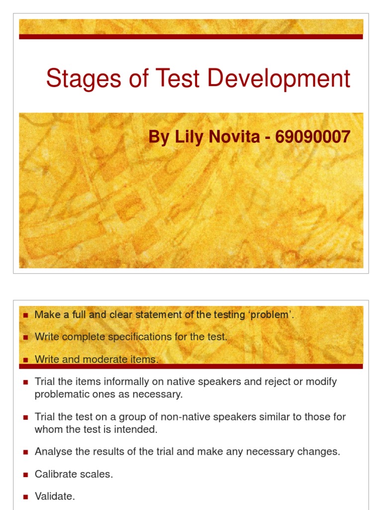 Stages of Test Development | PDF | Calibration | Multiple Choice