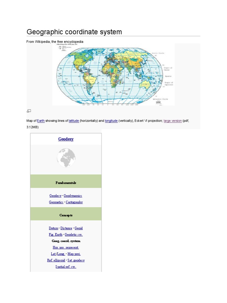 Geographic Coordinate System | PDF | Latitude | Longitude