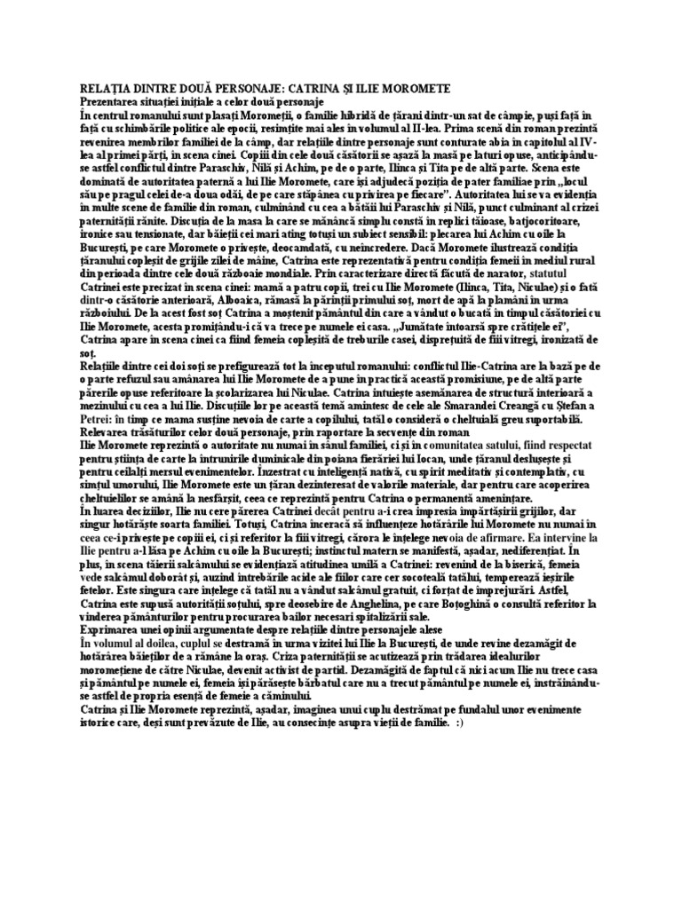 Morometii Relatia Dintre 2 Personaje