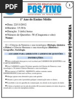 Simulado 1º Ano S-1 Tipo 1