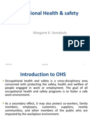 1 Introduction To Occupational Health Safety Occupational