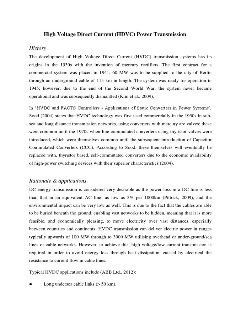 HVDC Power Transmission Overview | PDF | High Voltage Direct Current ...