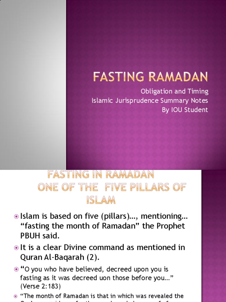 Series 2 Class 1. Fasting Ramadan PDF Ramadan Fasting