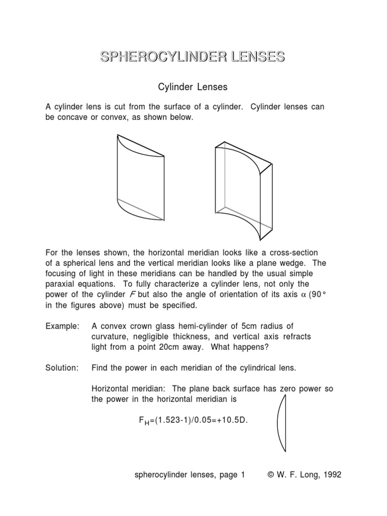 Spherocylinder Lenses PDF Lens (Optics) Lenses