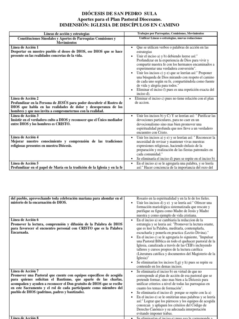Plan Pastoral Diocesano San Pedro Sula | PDF | Iglesia Católica ...