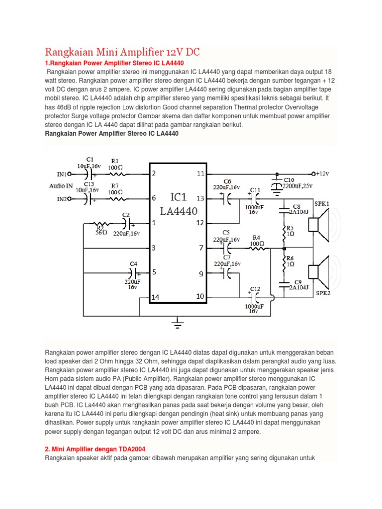 Rangkaian Mini Amplifier 12v Dc